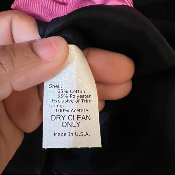 Sara Campbell 2000s Y2K Vintage Black Dress Pink Bow Trim size 2 - Picture 4 of 6